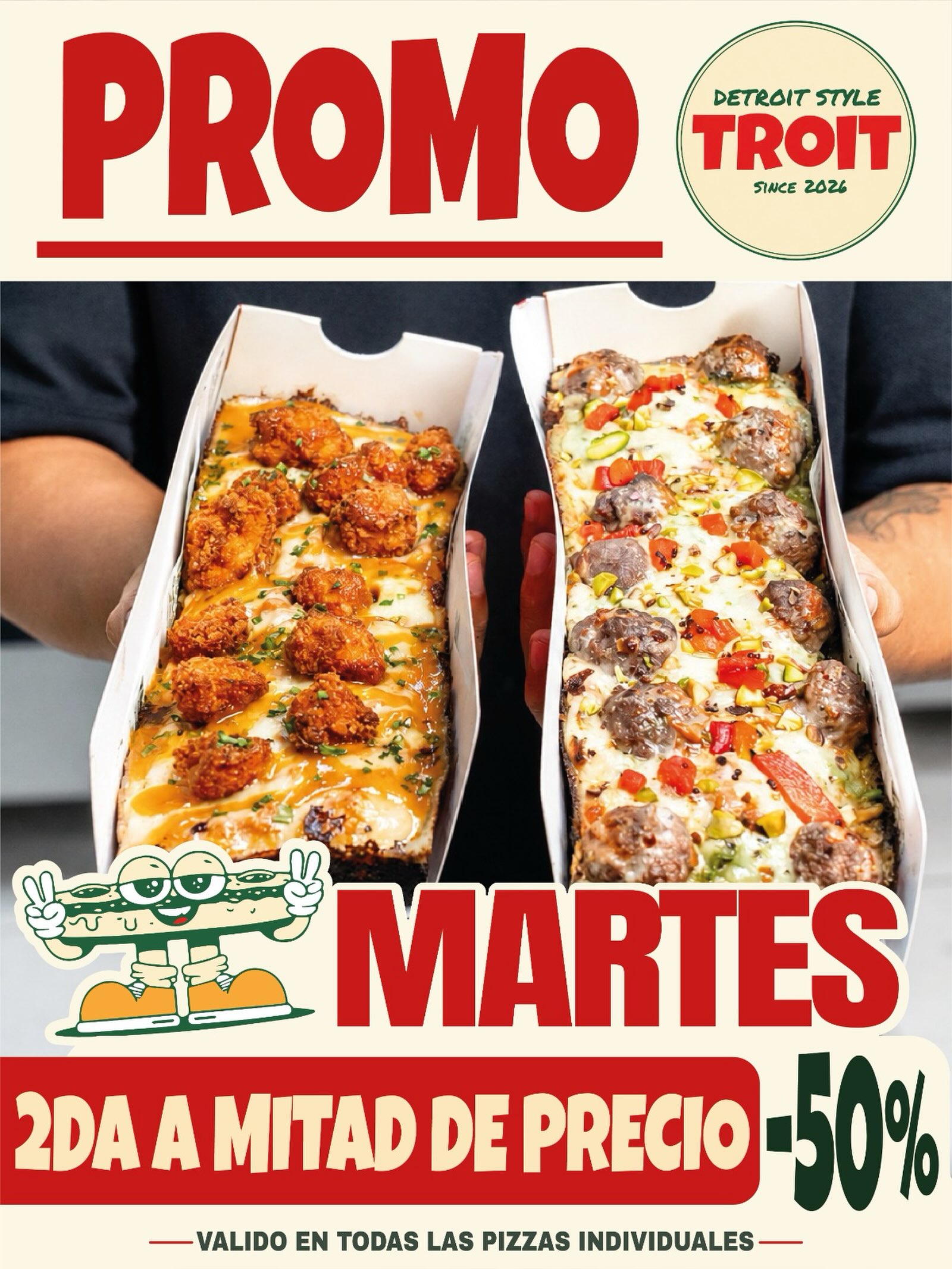 Promo martes: segunda pizza a mitad de precio